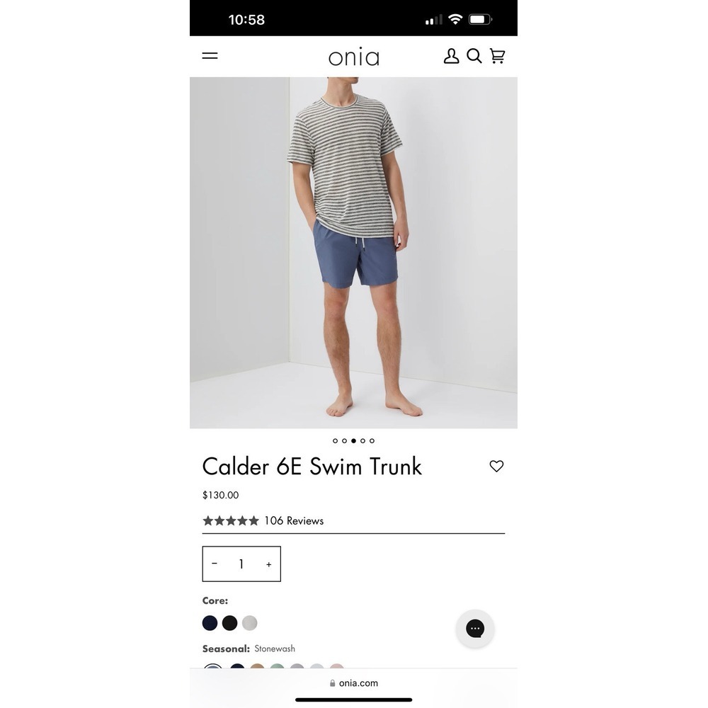 Onia The Calder Swim‎ Trunks Lined Shorts Mens 36x7 Blue Performance Drawstring - Picture 12 of 14